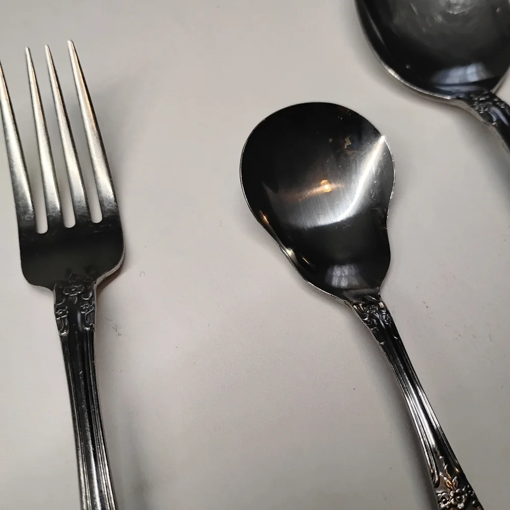 Northland Stainless Serving Fork & Spoons Oneida Carolina‎ Pattern Japan